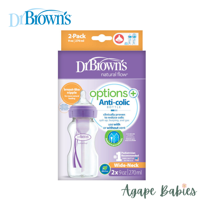 Dr. Brown’s 9oz/270ml PP Wide-Neck "Options+" Bottle - Purple (Twin-Pack)