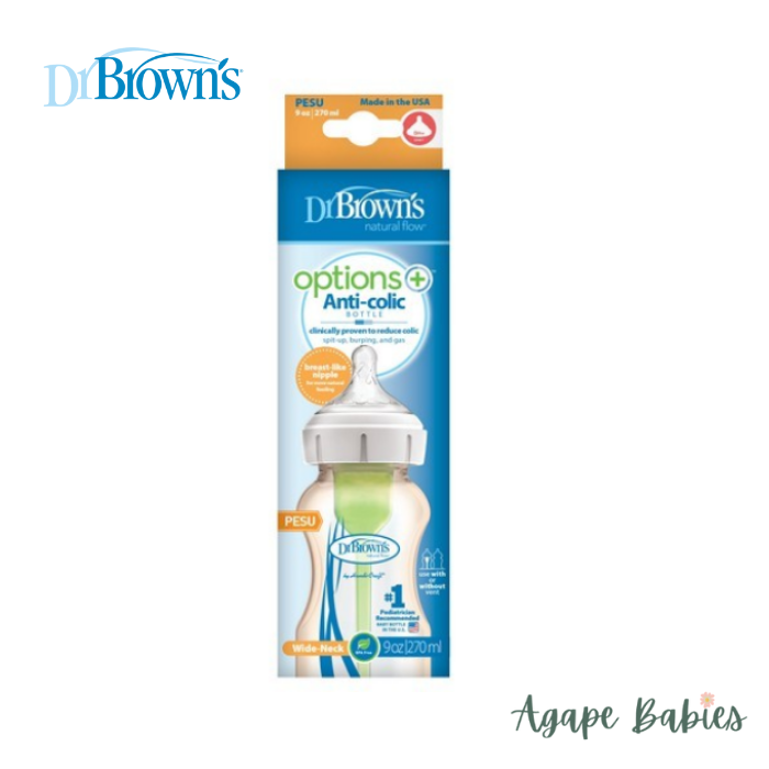 Dr Brown's 9 OZ/270 ML Pesu Wide-Neck "Options" Bottle, Twin-Pack