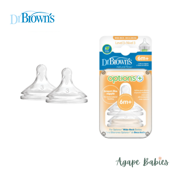 Dr Brown's Level 3 Wide Neck Silicon Options+ Nipple 2-Pack