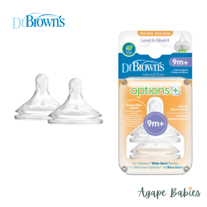 Dr Brown's Level 4 Wide Neck Silicon Options+ Nipple 2-Pack