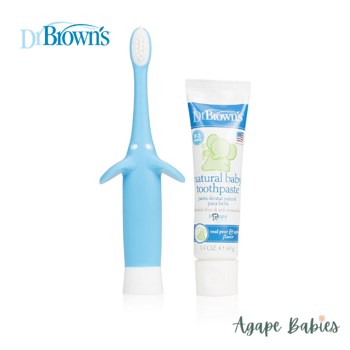 Dr. Brown's Infant-to-Toodler Toothbrush and Toothpaste Combo Pack - Blue
