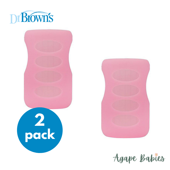[Bundle of 2] Dr Brown's 9 oz/270 ml Wide-Neck Glass Bottle Sleeve - Light Pink