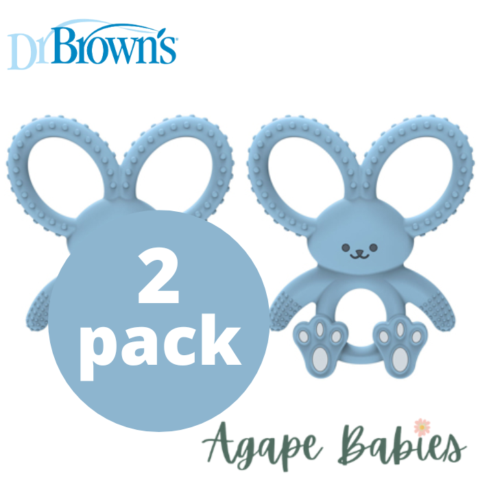 [ 2 Pack ] Dr Brown's Bunny Long Limbed Silicone Teether (Blue)