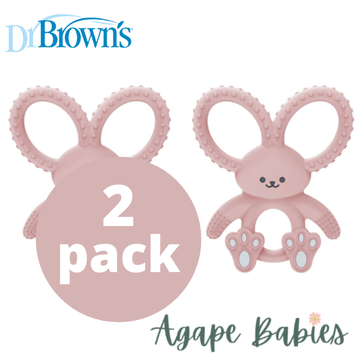 [ 2 Pack ] Dr Brown's Bunny Long Limbed Silicone Teether (Pink)