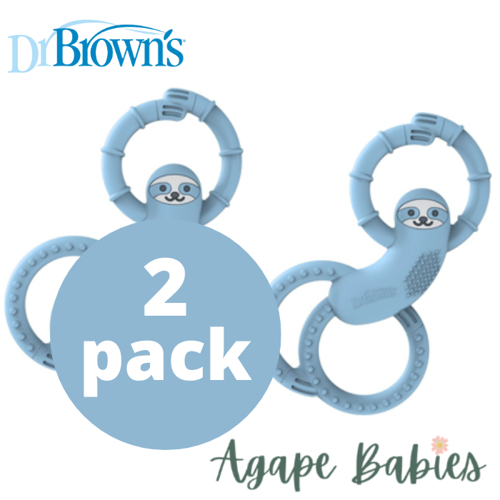 [ 2 Pack ] Dr Brown's Sloth Long Limbed Silicone Teether  (Blue)