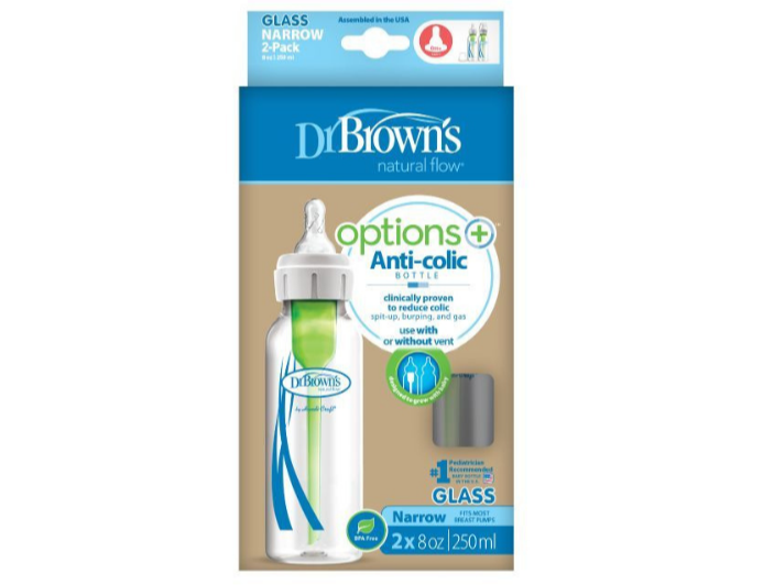 Dr Brown's 8 Oz/250 Ml Narrow Glass Options+ Bottle (2-Pack)