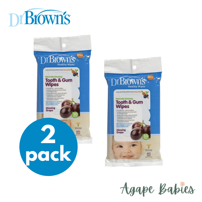 [2-Pack] Dr. Brown's Tooth and Gum Wipes (30 x 2 = 60Pack)