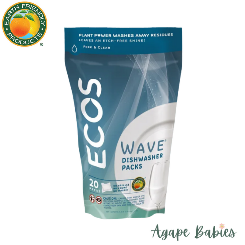 ECOS Earth Friendly Wave Automatic Dishwasher Tablets (20Pcs) - Free & Clear, 410 g.