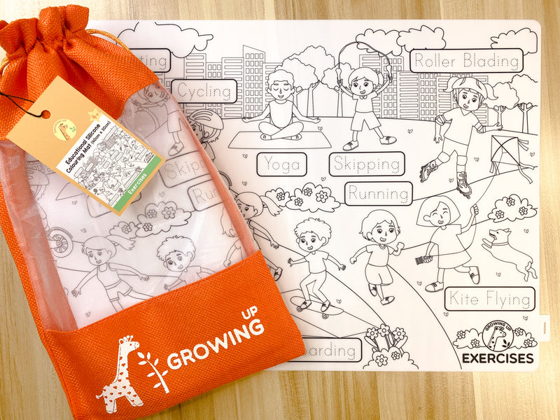 Growing Up Silicon Colouring Big Mat 40x30cm (with bag) - Exercises