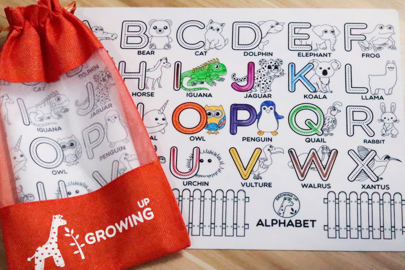 Growing Up Silicon Colouring Big Mat 40x30cm (with bag) - Alphabet