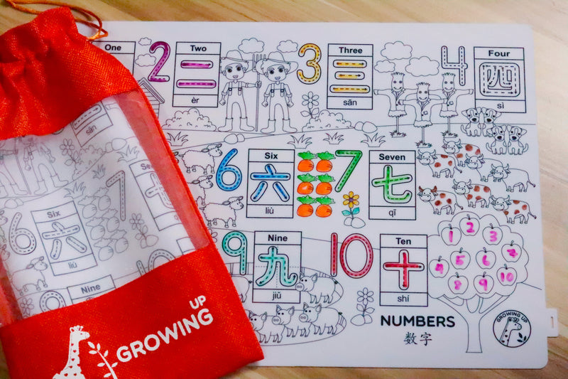 Growing Up Silicon Colouring Big Mat 40x30cm (with bag) - Numbers