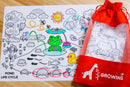 Growing Up Silicon Colouring Big Mat 40x30cm (with bag) - Pond Life Cycle