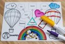 Growing Up Silicon Colouring Small Mat 20x15cm (with bag) - Shapes