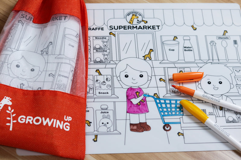 Growing Up Silicon Colouring Big Mat 40x30cm (with bag) - Supermarket