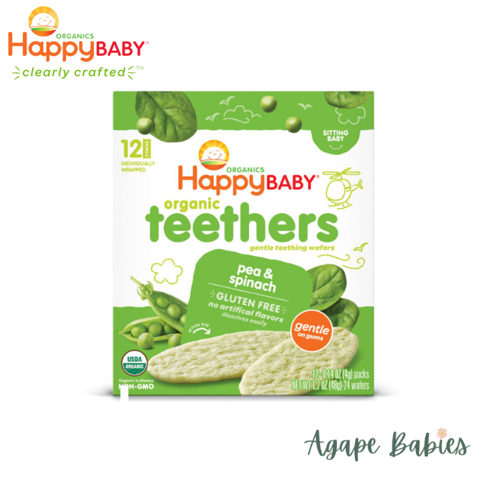 Happy Family Happy Baby Gentle Teethers - Pea & Spinach, 12 x 4 g. Exp:10/24