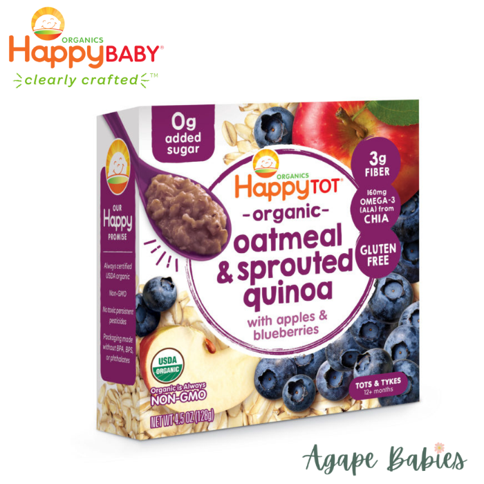 Happy Baby Happy Family Happy Tot Super Morning Oatmeal Bowl - Apples & Blueberries 128 g Exp: