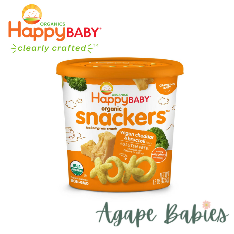 Happy Family Happy Baby Organic Snackers Vegan Cheddar & Broccol, 42.5g. Exp: 08/23