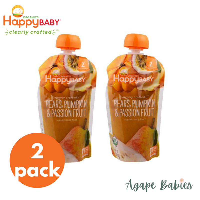 [2-Pack] Happy Baby Happy Family Happy Tot Clearly Crafted - Pears Pumpkin & Passion Fruit, 113g. Stage 2 (For 6m up) Exp: 02/24