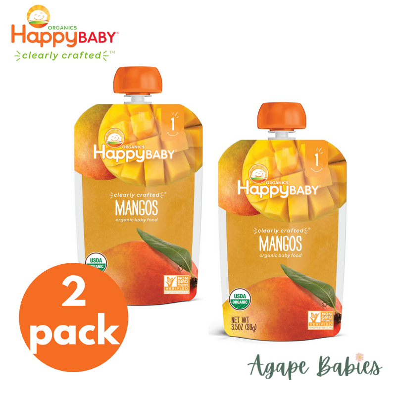 [2-Pack] Happy Baby Happy Family Happy Tot Clearly Crafted Mango, 99 g. Stage 1 (For 6m up)