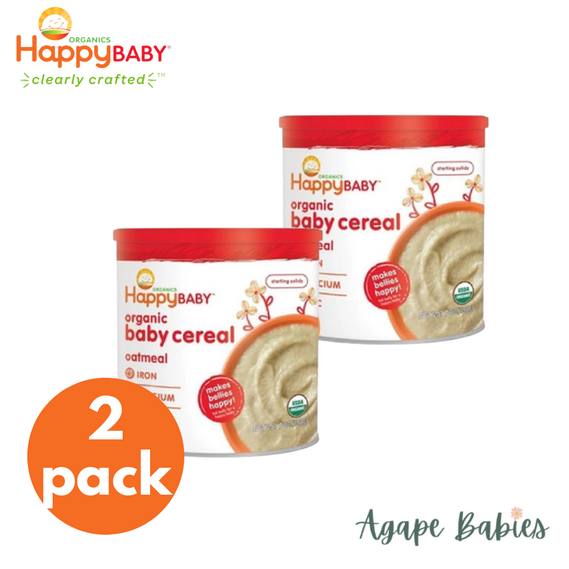 [2 Pack] Happy Baby Happy Family Happy Tot Organic Baby Cereal - Oatmeal, 198 g (Round Tin) (New)