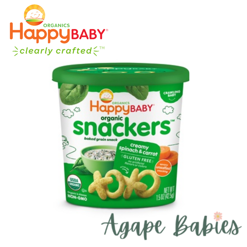 Happy Family Happy Baby Organic Snackers- Creamy Spinach & Carrot 42.5 G - Exp: