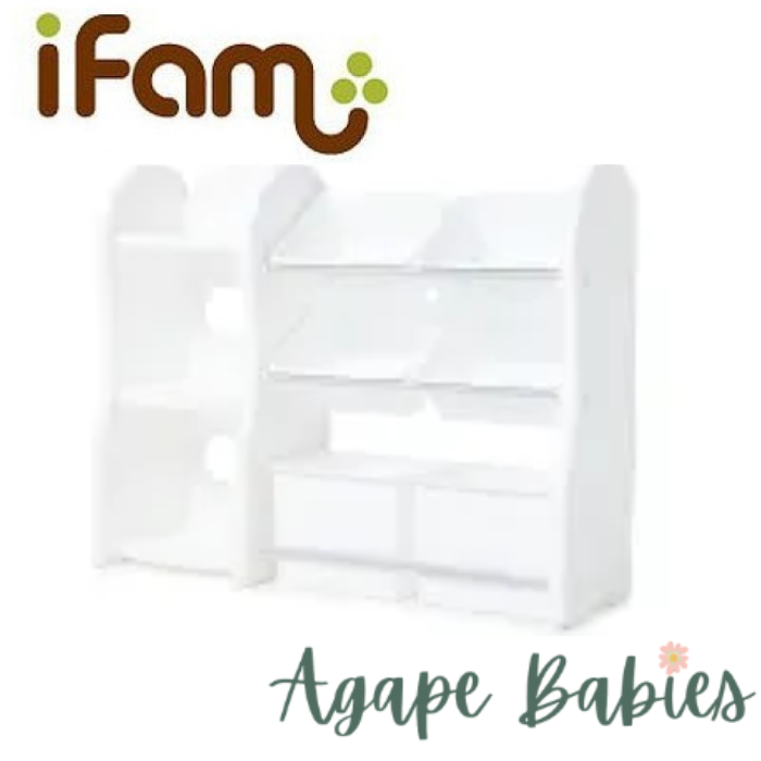 IFAM Design Storage Rack & Bookshelf (2 Large 4 Small Baskets) - White