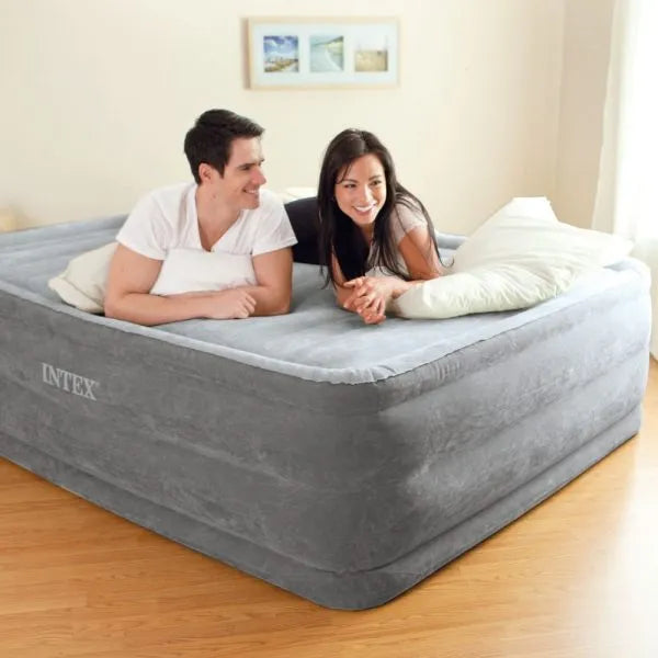 INTEX Dura Beam Deluxe Comfort Plush Air Mattress Built In Electric P