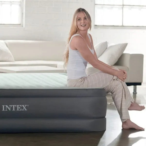 INTEX Premaire I Elevated Airbed with Integrated Pump - Twin Size