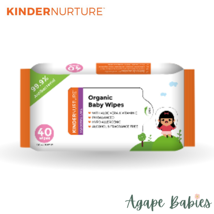 KinderNurture Organic Baby Wipes, 40 wipes (Pack Of 5) Exp: 07/24