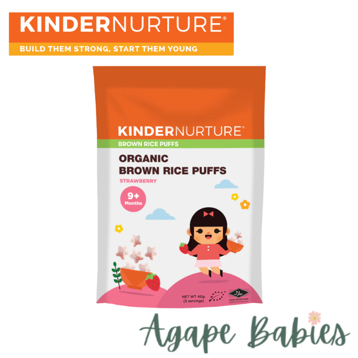KinderNurture Organic Brown Rice Puffs 40g - Strawberry EXP:02/25