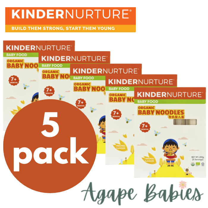 [5-Pack] KinderNurture Organic Baby Noodles - Original Flavour, 200g