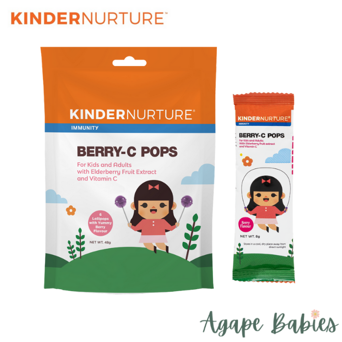 KinderNurture Immunity Berry-C Pops with Elderberry fruit extract and Vit C - 6 lollipops, 48 g  Exp: