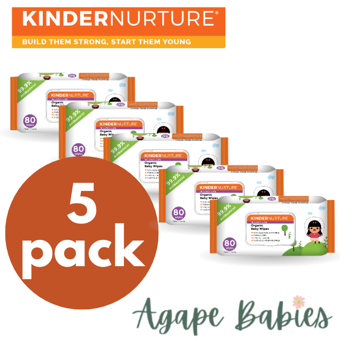 KinderNurture Organic Baby Wipes, 80 wipes (Pack Of 5) Exp:  07/24
