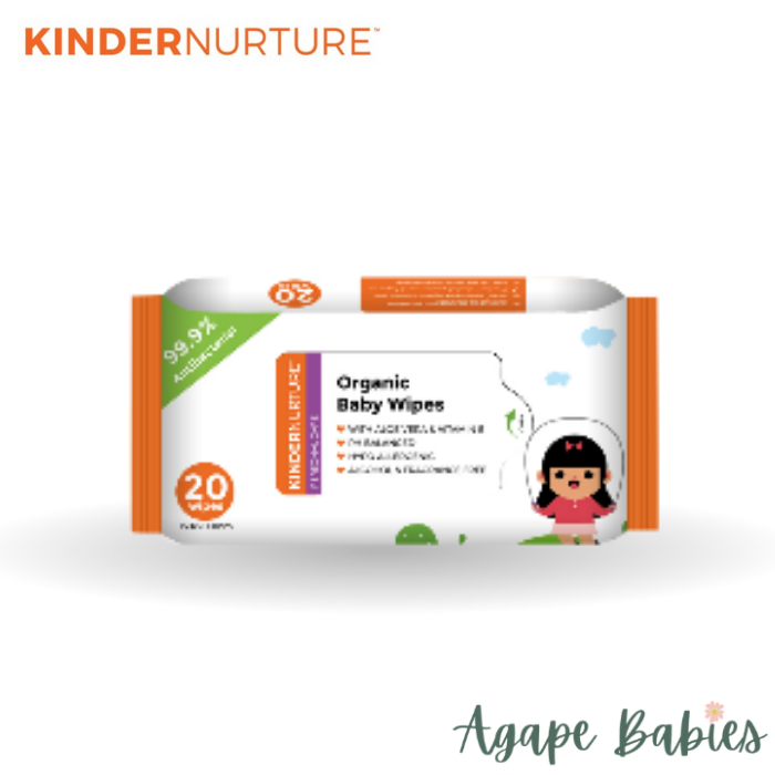 KinderNurture Organic Baby Wipes, 20 wipes (Pack Of 5) Exp:  07/24