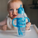 [2-Pack] Dr. Brown’s 8oz/250ml PP Narrow Sippy Straw Bottle w/ Silicone Handles - Blue