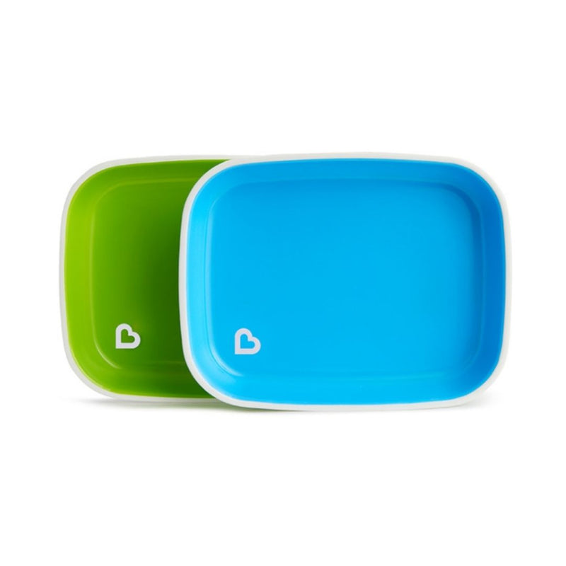 [2 Pack] Munchkin Splash™ Toddler Plates (Blue & Green)