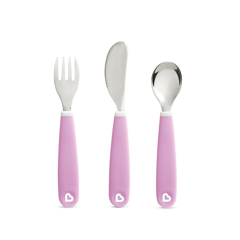 [2 Pack] Munchkin Splash™ Toddler Fork, Knife & Spoon Set (Purple)
