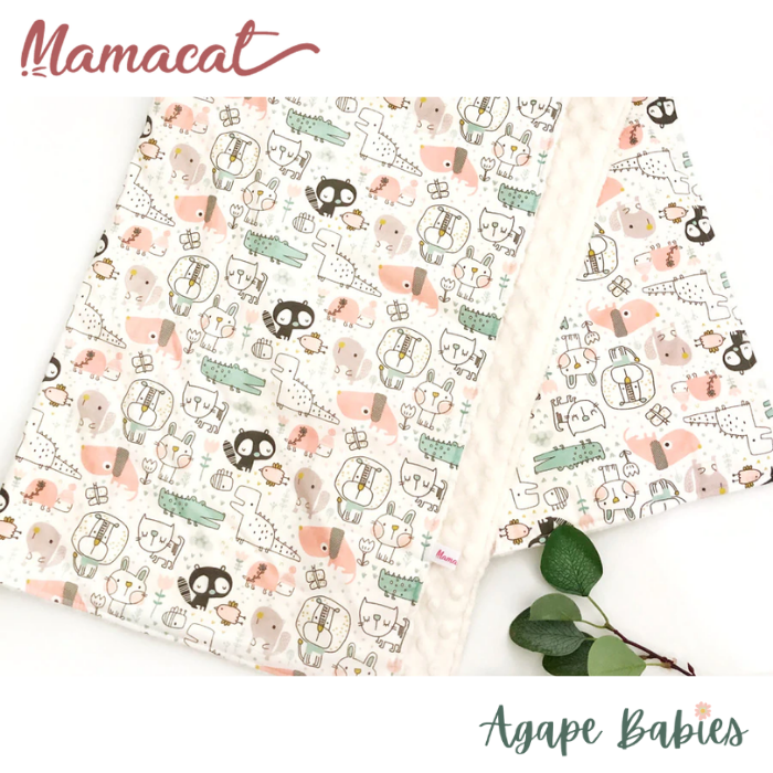 Mamacat Minky Blanket Animal Drawings