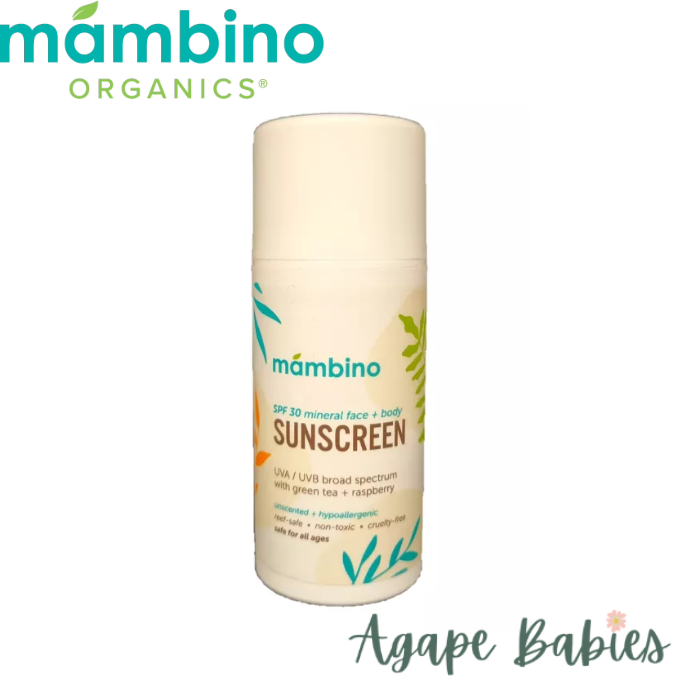 Mambino Organics SPF 30 Pure Mineral Face & Body Sunscreen - Green Tea + Raspberry 100ml