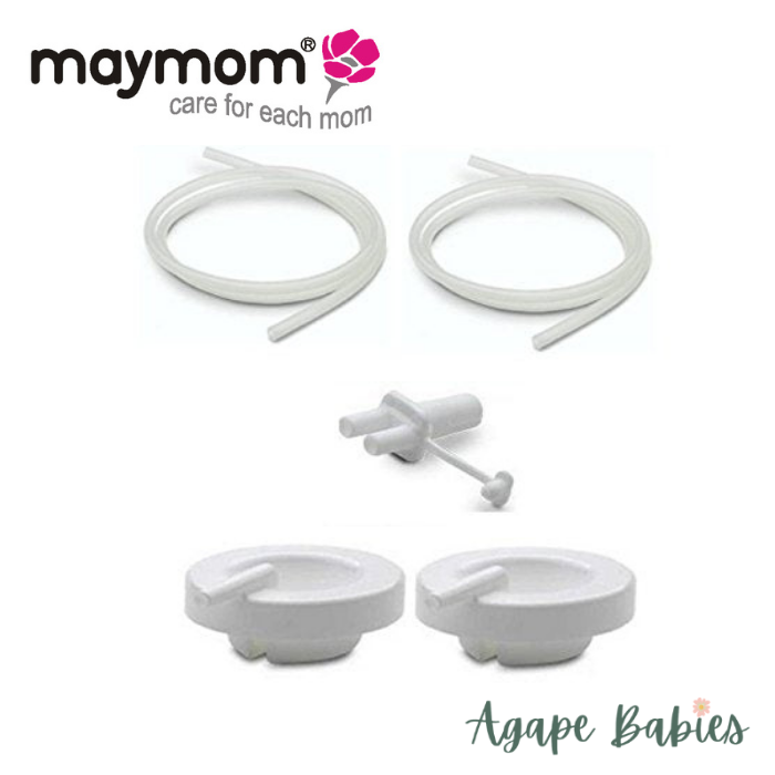 Maymom Tubing Parts for Ameda Purely Yours Pumps (2 Tubes with caps/connector) Can Replace Ameda Tubing, Ameda Tubing Connector and Ameda White Caps