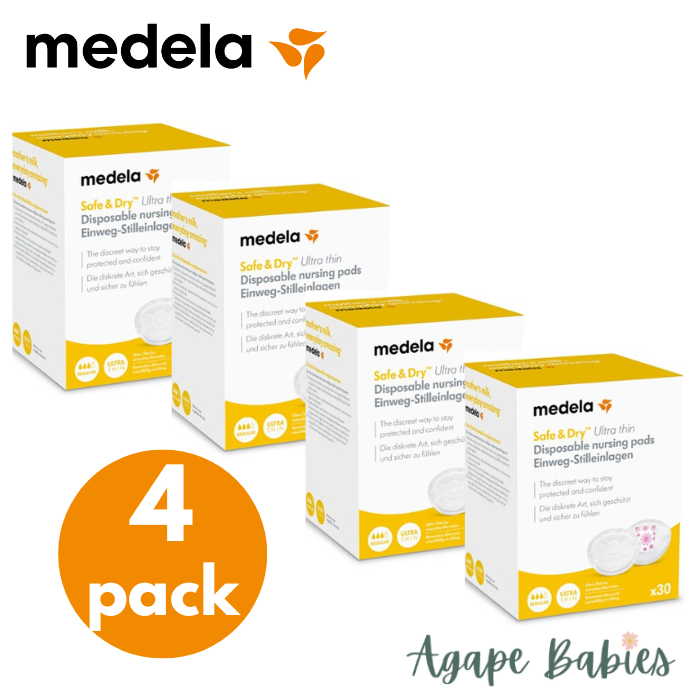 <4-Box> Medela Safe & Dry Ultra Thin Disposable Nursing Bra Pads (Total 30sx4=120s)