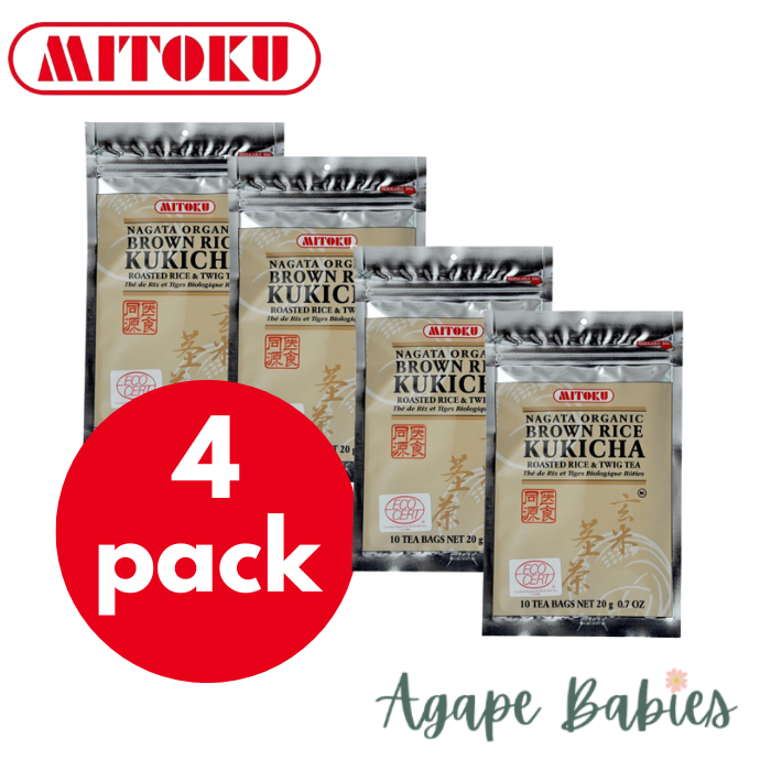 [Bundle Of 4] Mitoku Nagata Organic Brown Rice Kukicha Roasted Rice & Twig Tea 10pcs (20g x 4)