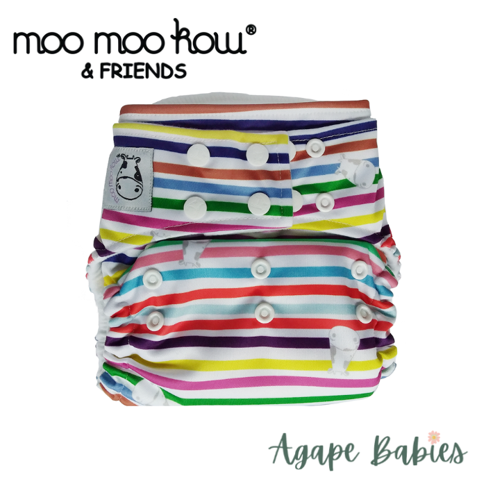 Moo Moo Kow Bamboo Cloth Diaper One Size Snap - Rainbow