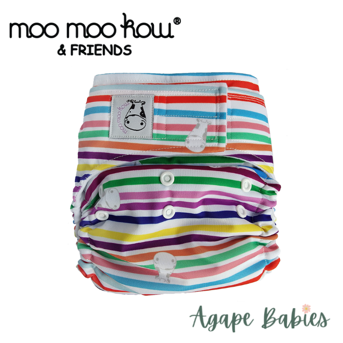 Moo Moo Kow Cloth Diaper One Size Aplix - Rainbow