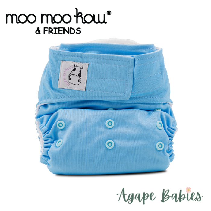 Moo Moo Kow Cloth Diaper One Size Aplix - Sky Blue