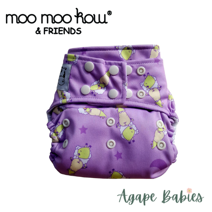 Moo Moo Kow One Size Pocket Diapers Snap - BaaBaaSheepz Purple