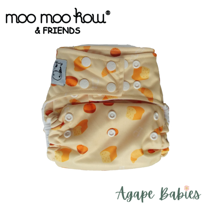 Moo Moo Kow Bamboo Cloth Diaper One Size Snap - Bread