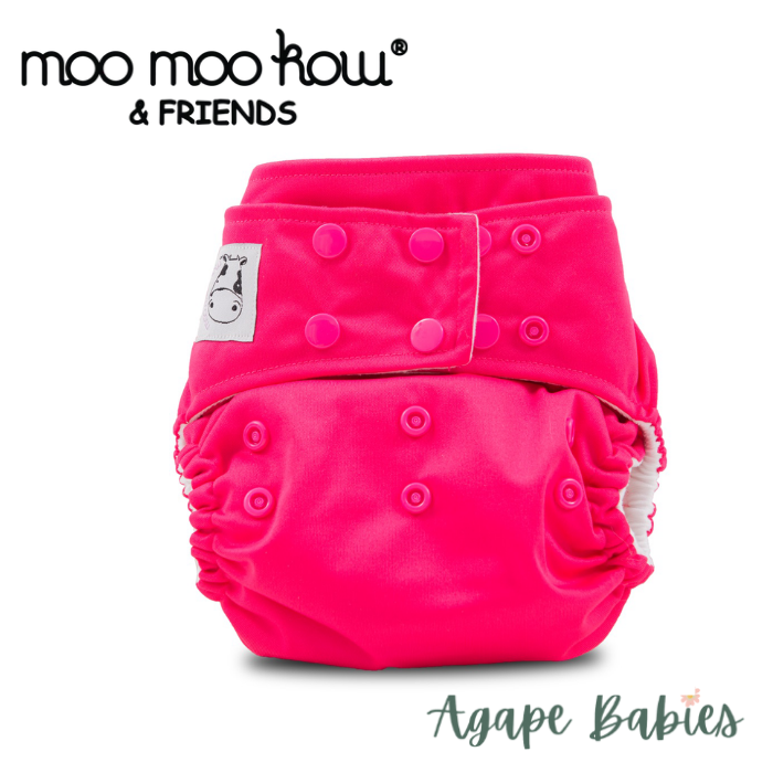Moo Moo Kow One Size Pocket Diapers Snap - Candy Pink