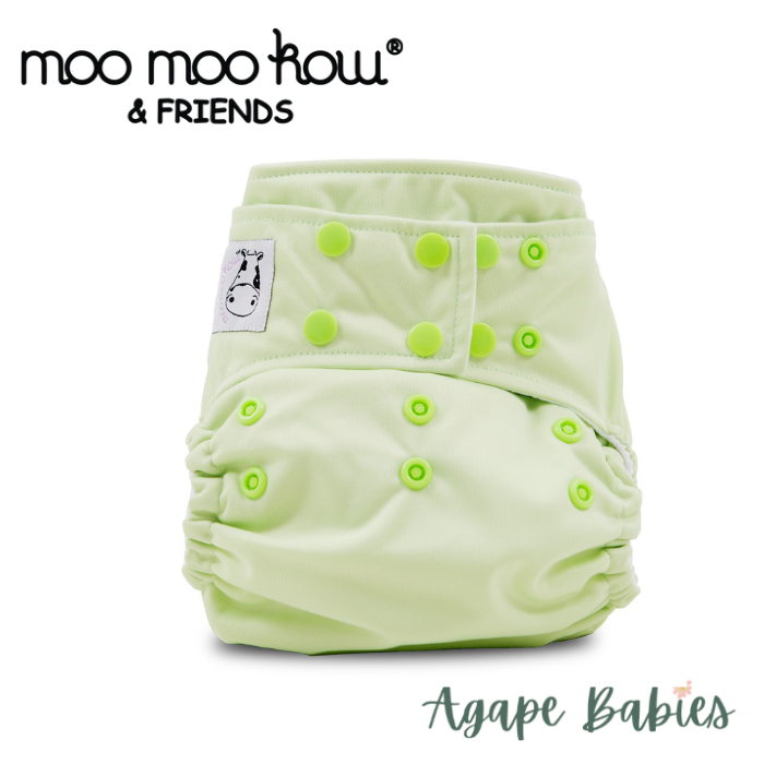 Moo Moo Kow One Size Pocket Diapers Snap - Celery