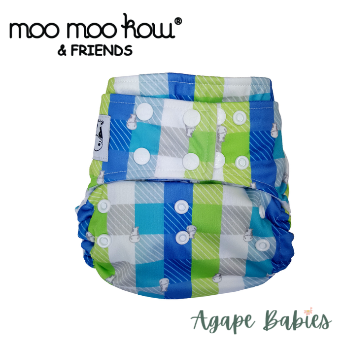Moo Moo Kow One Size Pocket Diapers Snap - Checker